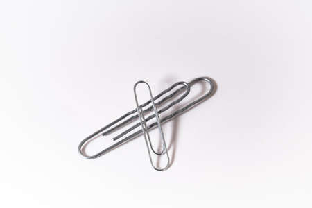 Paper clips on white background close upの写真素材