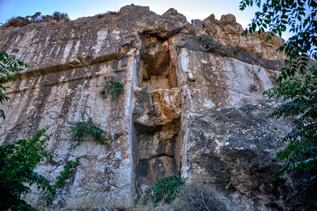 Ancient rock in the port on the island of Rhodes 2018