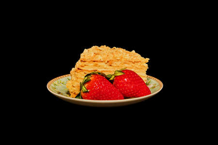 Layer cake Napoleon do it yourself with strawberriesの写真素材