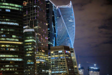 Moscow City Buildings at Night in Moscowの写真素材