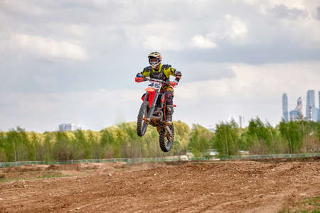 Motocross training in Moscow at the Technical Sports Stadium 2019の写真素材