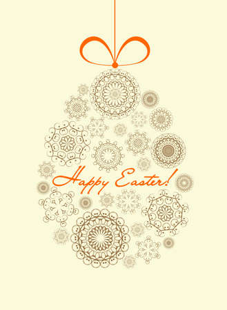 Easter card with ornamental egg and greetingsのイラスト素材