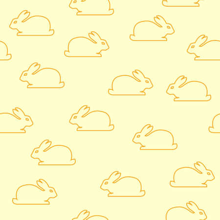 Seamless pattern with contoured bunnies  Vector backgroundのイラスト素材