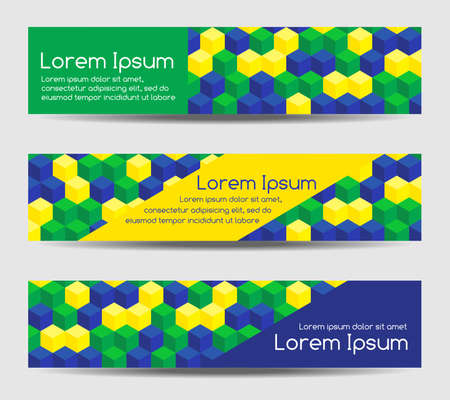 Set of headers with brazilizn colors patternのイラスト素材