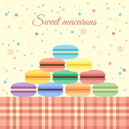 Greeting card with macarons on the tableのイラスト素材