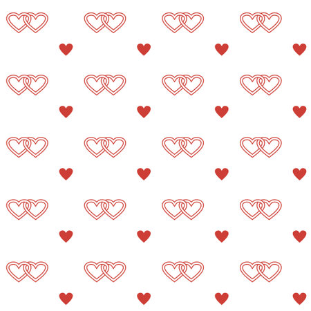 Vector seamless pattern with double red hearts