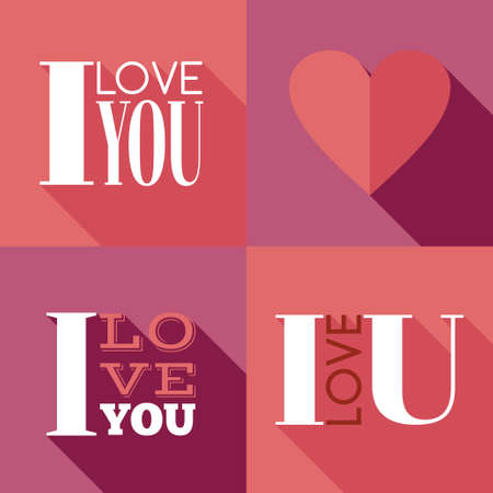 Vector flat cards with lettering I love youのイラスト素材