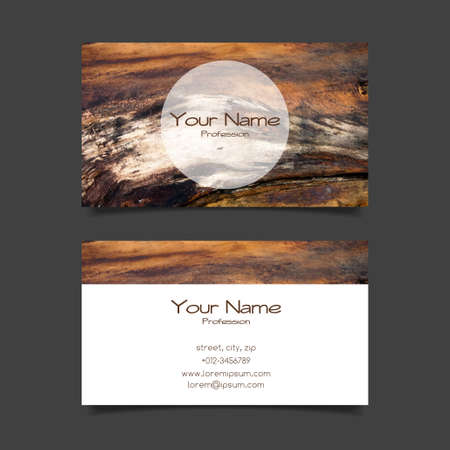 Business card vector template with wood textureのイラスト素材