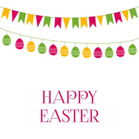 Easter vector greeting card with festive garlandsのイラスト素材