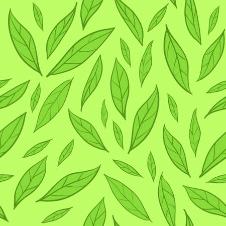 Seamless vector background with green leaves patternのイラスト素材