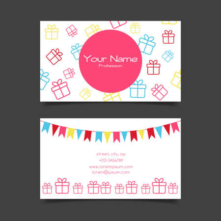 Business card vector template with gift boxesのイラスト素材