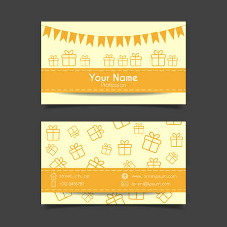 Business card vector template with gift boxesのイラスト素材