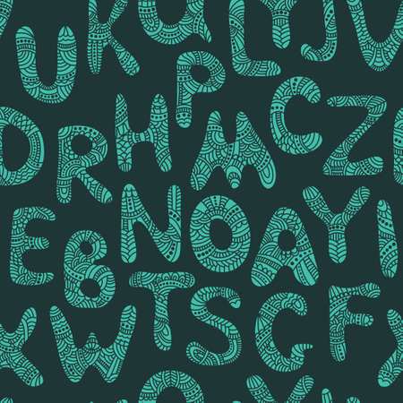 Seamless vector pattern with hand drawn funny lettersのイラスト素材