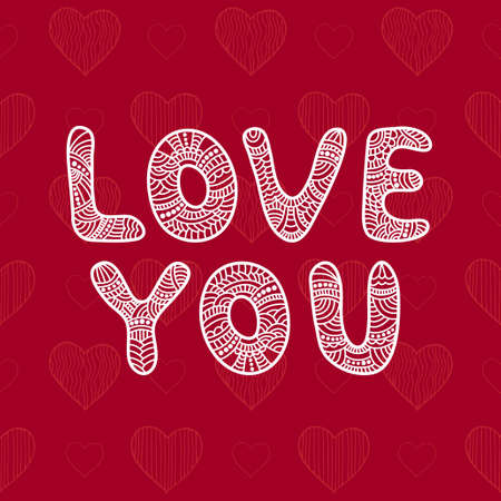 Inscription Love You. Vector funny lettersのイラスト素材