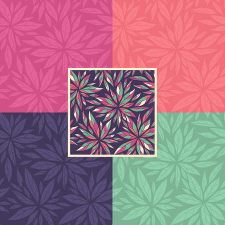 Vector set of floral seamless decorative color patternsのイラスト素材
