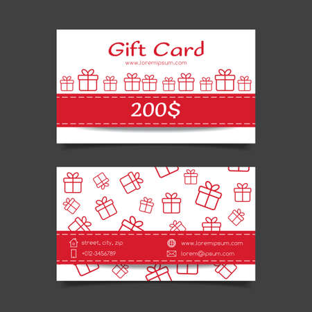 Gift certificate vector template with gift boxesのイラスト素材