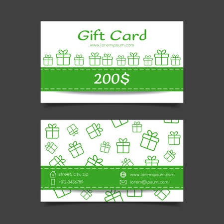 Gift certificate vector template with gift boxesのイラスト素材