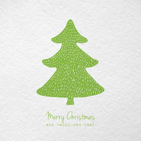 Christmas card with hand drawn christmas treeのイラスト素材