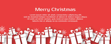 Christmas vector banner with gift boxes and textのイラスト素材