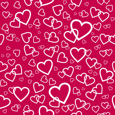 seamless red pattern with white outline hearts
