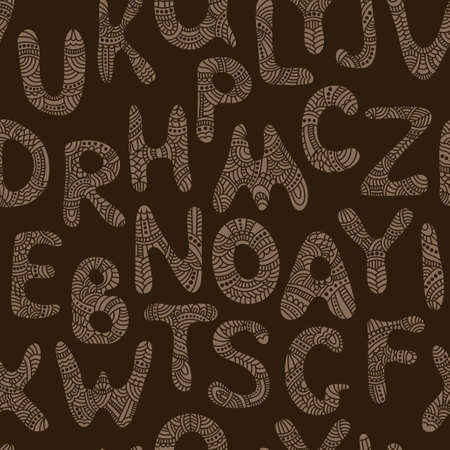Seamless tribal pattern with  lettersのイラスト素材