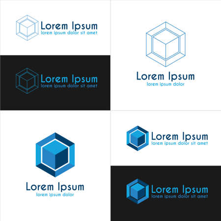 Blue cube templates. Businessのイラスト素材