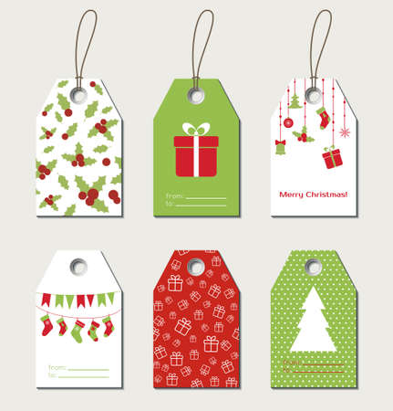Christmas gift tags. Vector gift labels, tagsのイラスト素材