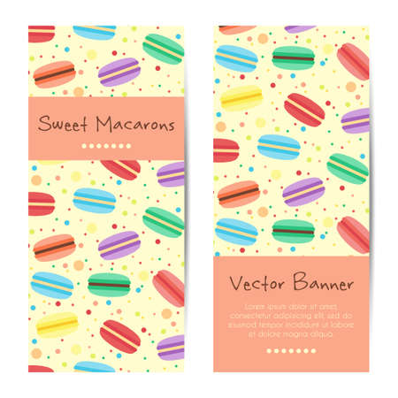 Vector vertical banners, cards with sweet macaronsのイラスト素材
