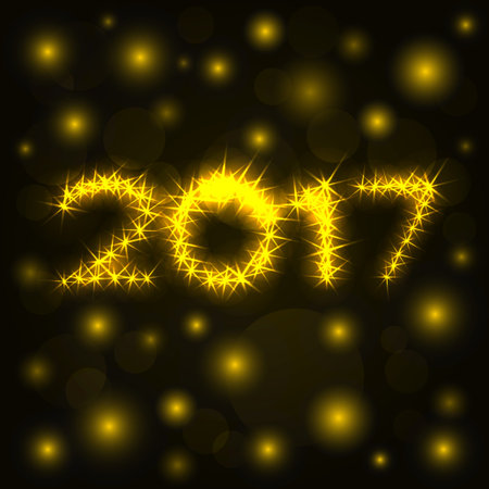 2017 gold shine numbers. Design for greeting cards, banners, calendarsのイラスト素材