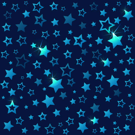 Shining stars seamless pattern. Dark starry sky. Christmas background. Vector pattern for gift wrapping paper, fabric print, festive card designのイラスト素材