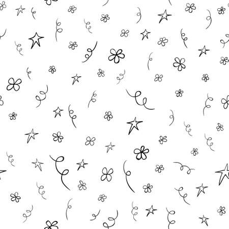 Hand drawn sketch confetti. Seamless patternのイラスト素材