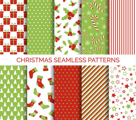 Christmas seamless patterns vector setのイラスト素材