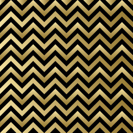 Chevron black and gold vector pattern. Zigzag backgroundのイラスト素材
