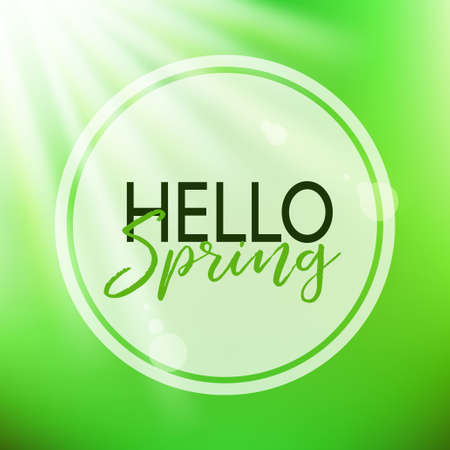 Hello spring lettering. Vector card with frameのイラスト素材