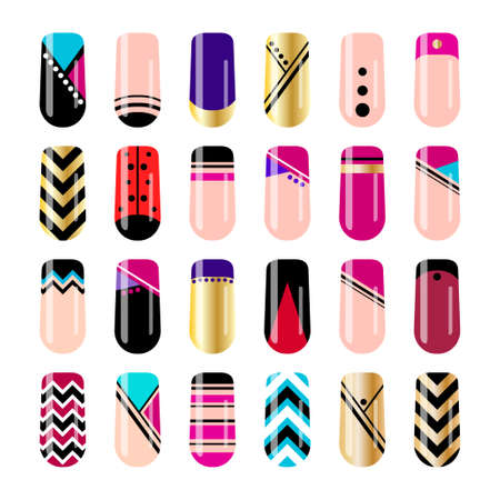 Nail art design. Geometric nail stickers templateのイラスト素材