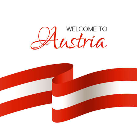 Welcome to Austria. Vector welcome card with national flag of Austriaのイラスト素材
