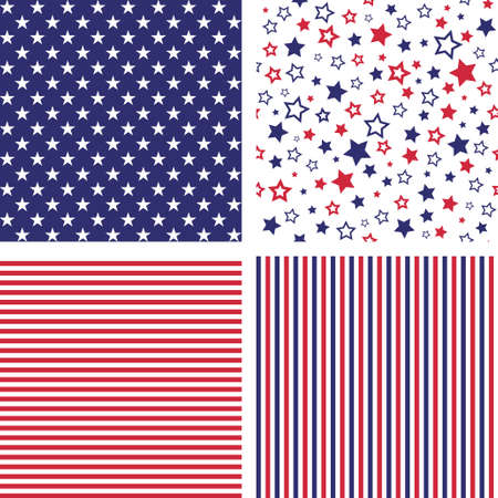 Vector set of US style seamless patternsのイラスト素材