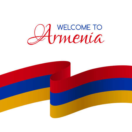 Welcome to Armenia. Card with national flag of Armeniaのイラスト素材