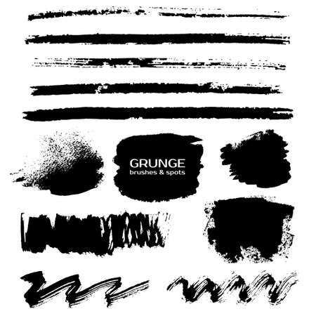 Grunge paint rough vector strokes, lines, brushes, spotsのイラスト素材