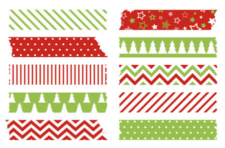 Christmas washi tapes set. Colored scotch linesのイラスト素材