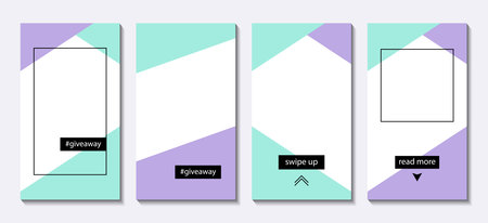 Stories templates. Vector set of geometric backgrounds for social media promo
