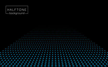 Halftone abstract background in perspective. Vector squares halftone effectのイラスト素材