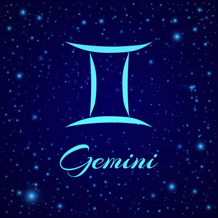 Gemini. Vector zodiac sign on a night skyのイラスト素材