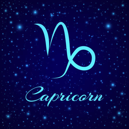 Capricorn. Vector zodiac sign on a night skyのイラスト素材