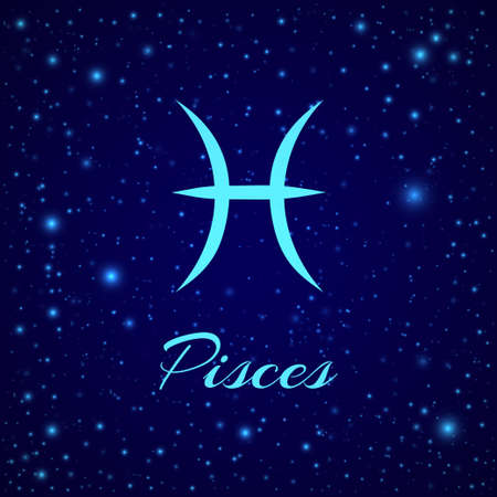 Pisces. Vector zodiac sign on a night skyのイラスト素材
