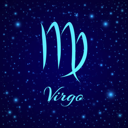Virgo. Vector zodiac sign on a night skyのイラスト素材