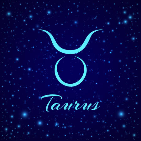 Taurus. Vector zodiac sign on a night skyのイラスト素材