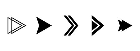 Arrows right. Vector set of isolated stylized black arrow icons. Direction pointers