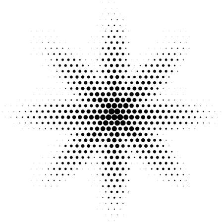 Halftone abstract spot. Vector dotted halftone effect gradient. Flower shapeのイラスト素材