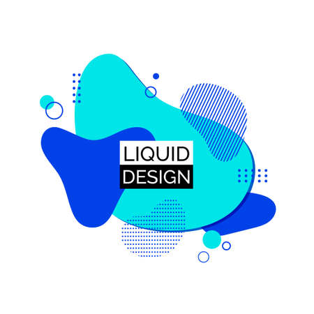 Ilustración de Vector blue liquid shapes. Abstract trendy fluid background. Modern composition with text for banners design - Imagen libre de derechos